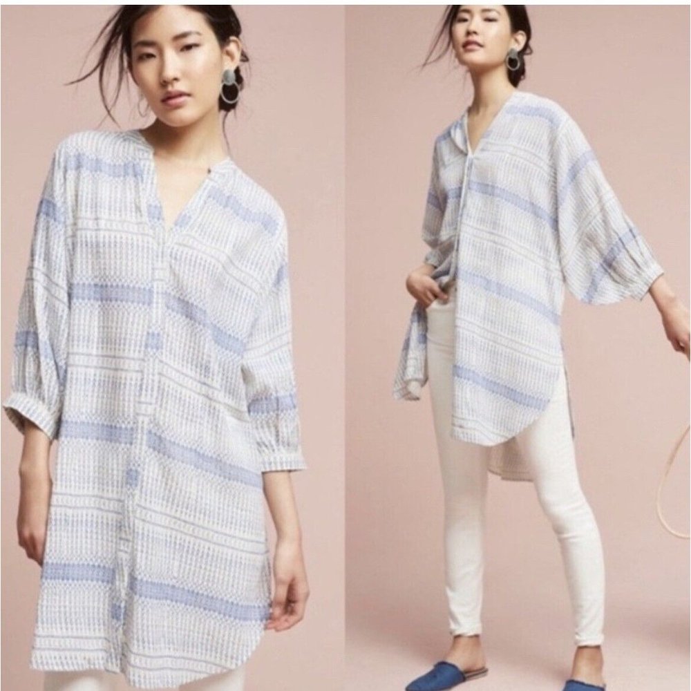 Maeve Lena Yarn Tunic Shirt Women Large Gauze Cotton